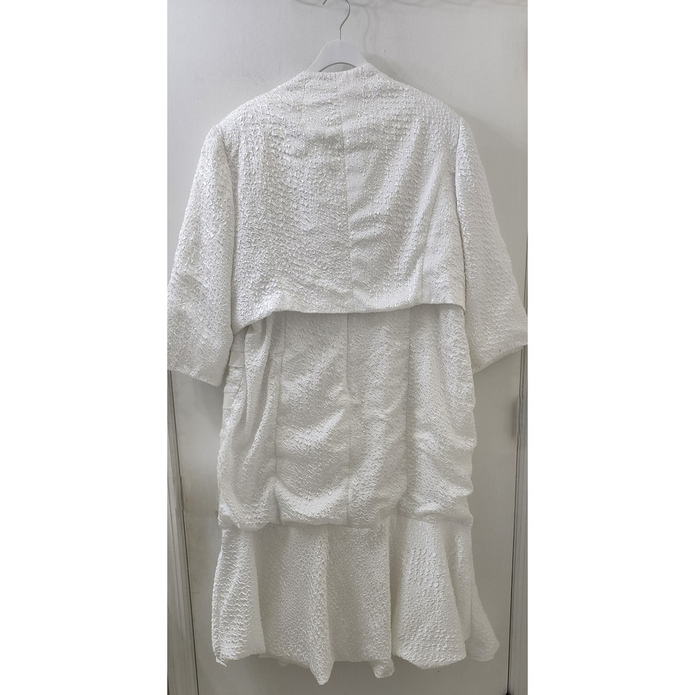 Nina Nischelle White Textured Matelasse Dress and Blazer Set Floral Applique 20 - Picture 10 of 12